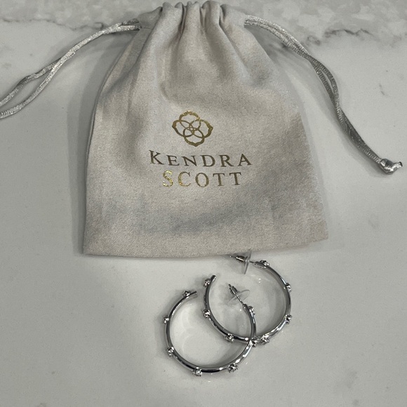 Kendra Scott Silver Hoop Earrings with Stud Accents - Picture 3 of 5